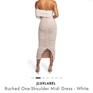 JLUXLABEL Strapless Ruched Midi Dress
